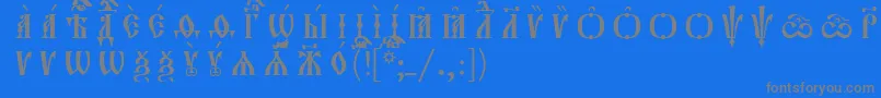 Weitere Informationen zur Orthodox.TtUcs8CapsРазрядочный-Schriftart Orthodox.TtUcs8CapsРазрядочный-Schriftart – Graue Schriften auf blauem Hintergrund